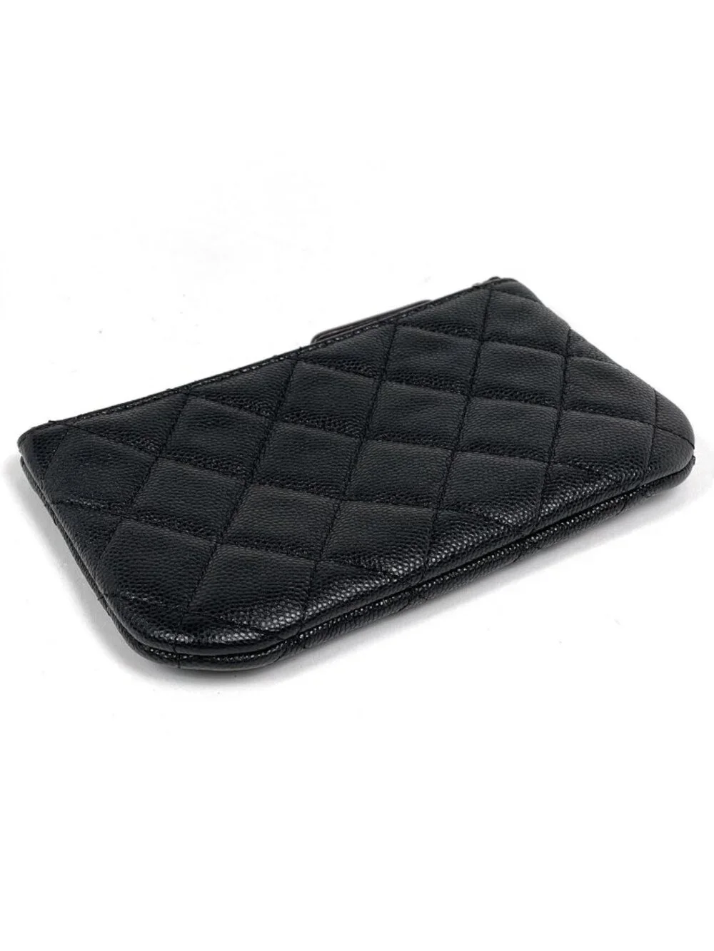 Chanel CC Logo Pouch Quilted Caviar Leather Black